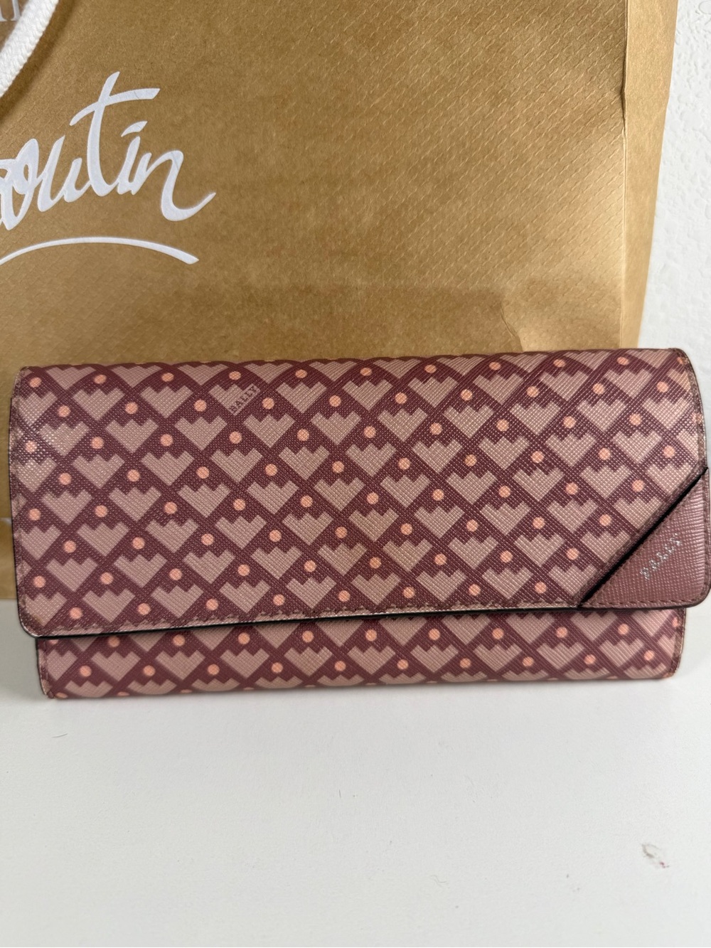 Bally Pink Patterned Fold-Over wallet